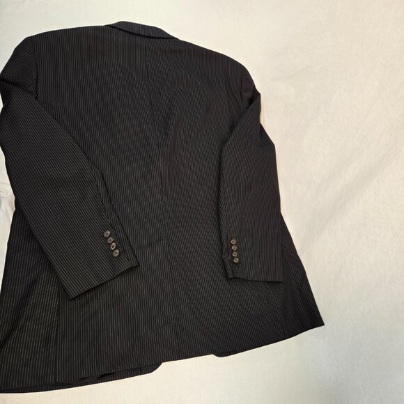 RALPH LAUREN Dillard's BLACK 100% Wool WHITE Pinstripe Blazer Men's Size 50R. - Picture 6 of 17